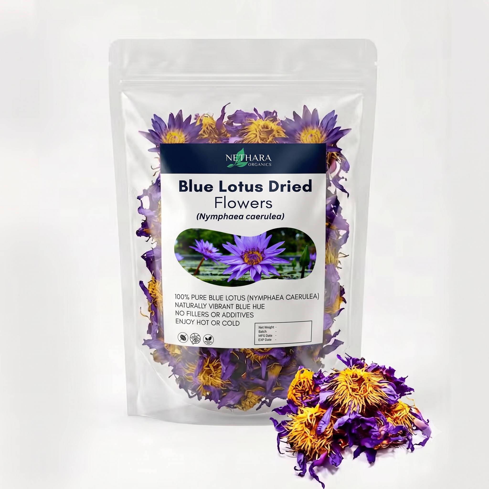 Organic Blue Lotus Dried Flowers | Premium Herbal Tea Flowe