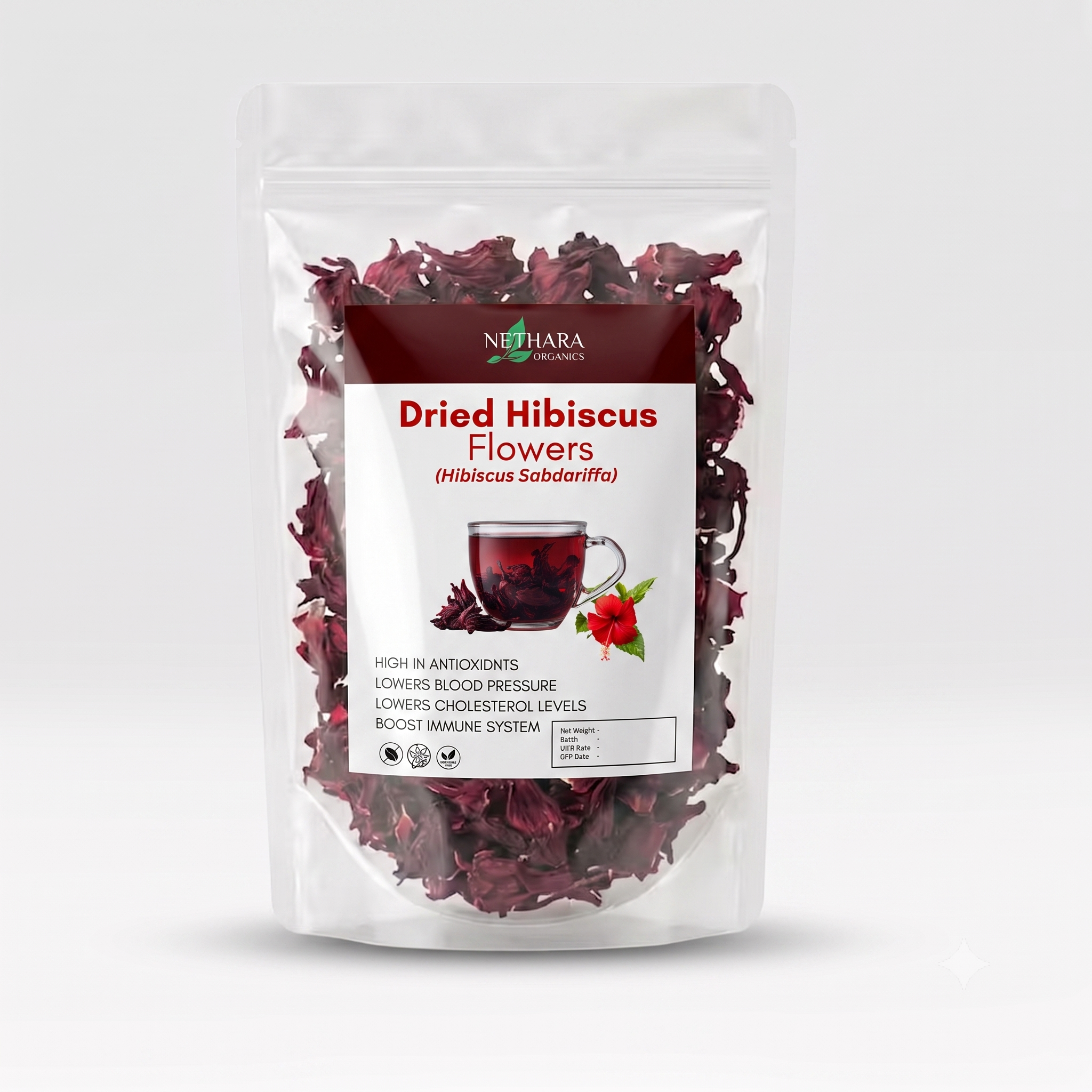 Premium Dried Hibiscus Flowers | Natural Hibiscus Herbal Tea (Hibiscus Sabdariffa)