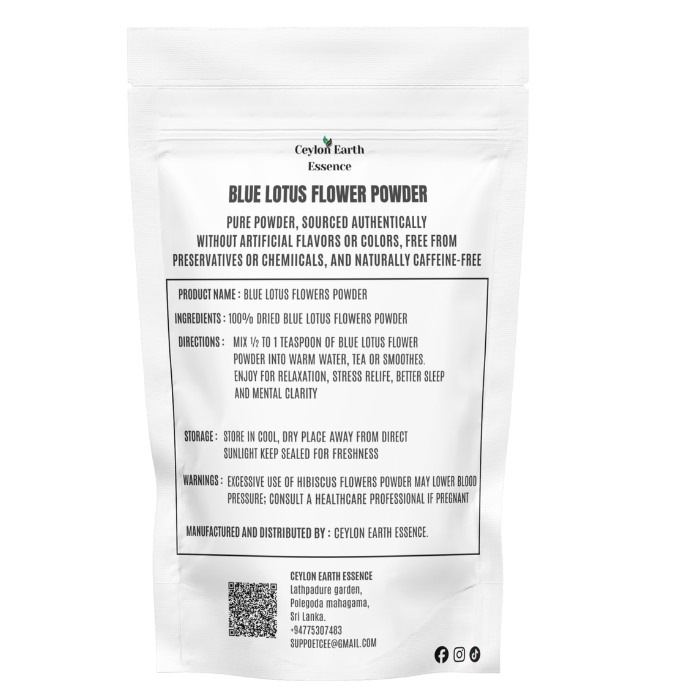 Blue Lotus Powder – 100% Pure & Natural Ingredient | Ceylon Earth Essence